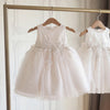 White Lace & Sequin A-Line Flower Girl Dress