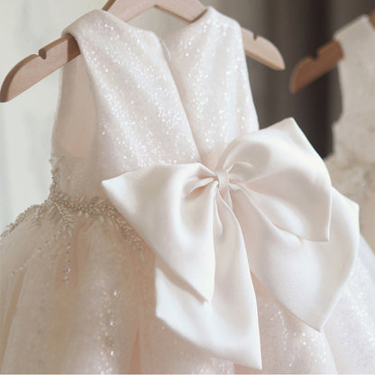 White Lace & Sequin A-Line Flower Girl Dress