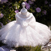 White Lace A-Line Flower Girl Dress – Tea Length