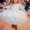 White Organza Princess Flower Girl Dress Cascading Ruffles