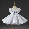 White Princess Organza Flower Girl Dress with Ruffles