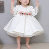 White Princess Tea-Length Flower Girl Dress with Ruffles