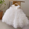 White Satin & Tulle A-Line Flower Girl Dress with Bow
