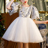 White Satin and Tulle Princess Knee-Length Flower Girl Dress