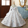 White Sequin A-Line Flower Girl Dress Long Sleeve Bow Floor