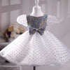 White Tulle Princess Dress with Beaded Tiered Skirt for Girls