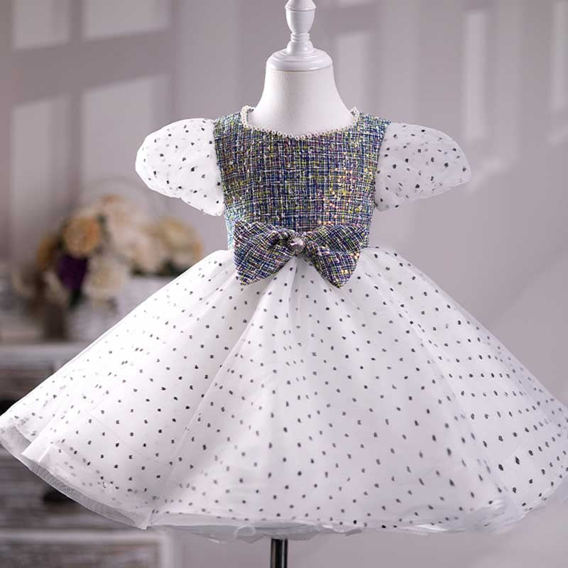 White Tulle Princess Dress for Girls – Beaded Tiered Skirt | Special Occasion