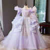 Princess Round Floor Length Tulle Flower Girl Dress in Lilac