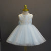 A-line Round Tea Length Tulle Flower Girl Dress in Blue