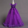 A-line Round Floor Length Lace Flower Girl Dress in Purple