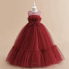 Princess Round Floor Length Tulle Flower Girl Dress in Burgundy
