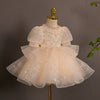Princess Sweetheart Tea Length Tulle Flower Girl Dress in Champagne
