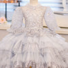 Princess Round Tulle Flower Girl Dress in Grey