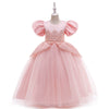 Princess Round Floor Length Satin Flower Girl Dress in Pink