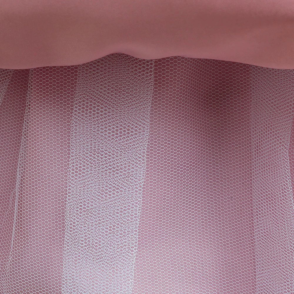 Princess Pink Satin Back Zip Baptism Sequins Floor Length Short Sleeve Cap Sleeve Round Flower Girl Dress