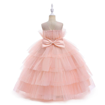 Princess Pink Tulle Back Zip Baptism Pleated Floor Length Sleeveless Round Flower Girl Dress