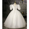 Princess Round Floor Length Flower Girl Dress in White