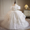 Princess Round Floor Length Organza Flower Girl Dress in White