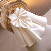 Princess Round Tea Length Satin Flower Girl Dress in White