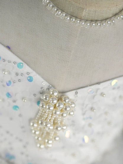 Princess White Tulle Back Zip Baptism Flower(s) Tea Length Short Sleeve Puff Sleeve Sweetheart Flower Girl Dress